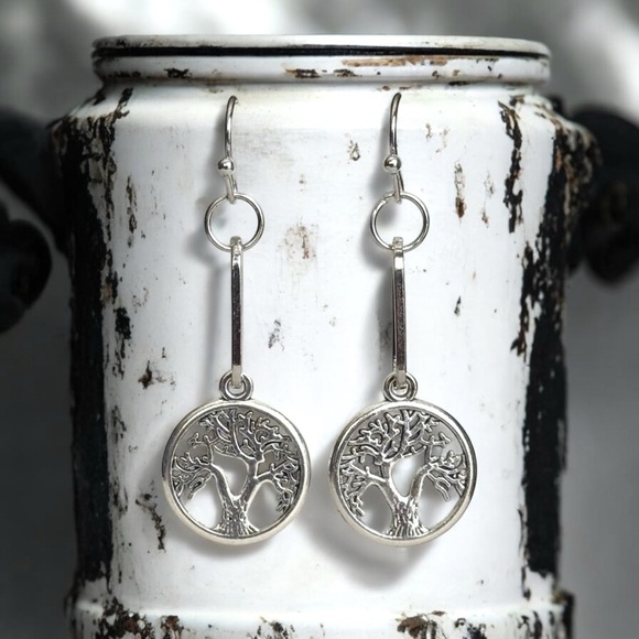 5 For $25💫Alternative Tree of Life Paperclip Silver Dangles Earrings - Picture 4 of 4